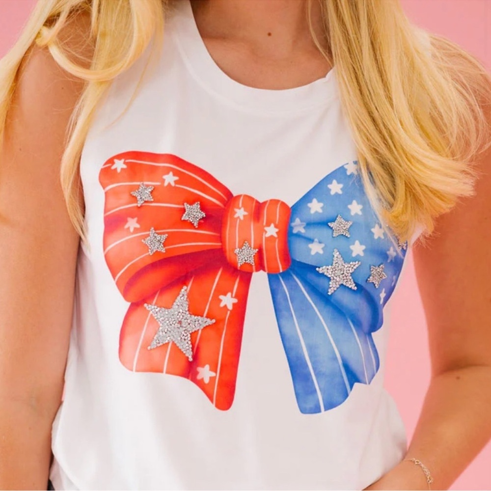 Judith March Red and Blue Bow Tank in PRISTINE Condition - Discontinued